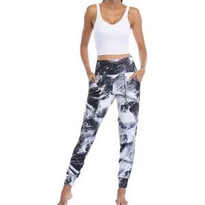 Oalka Women's Joggers High Waist Yoga Pockets Sweatpants Workout Pants-Size S